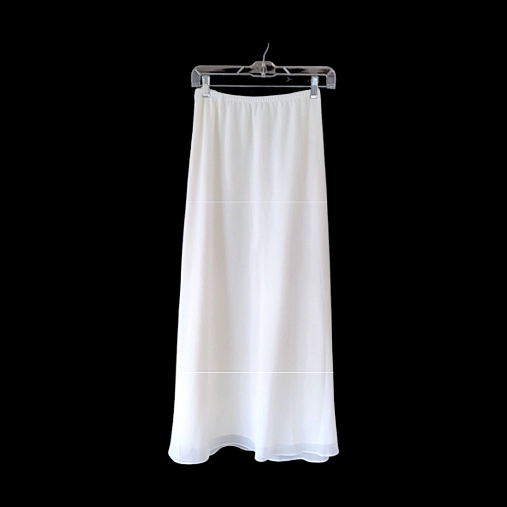 CREPE CHIFFON, IVORY, A LINE MAXI SKIRT SIZE 20, 2X EUC - Picture 2 of 2